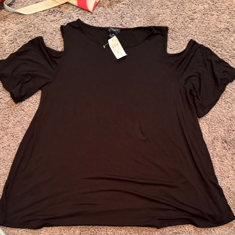 Ann Taylor Factory Black Cold Shoulder Blouse